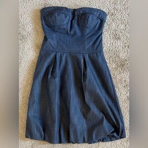 90’s Denim Bubble Hem, Sweetheart, Strapless, Back Cut Out Dress by Sele’